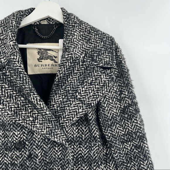 BURBERRY London herringbone double breasted wool coat size 10 - Picture 4 of 16